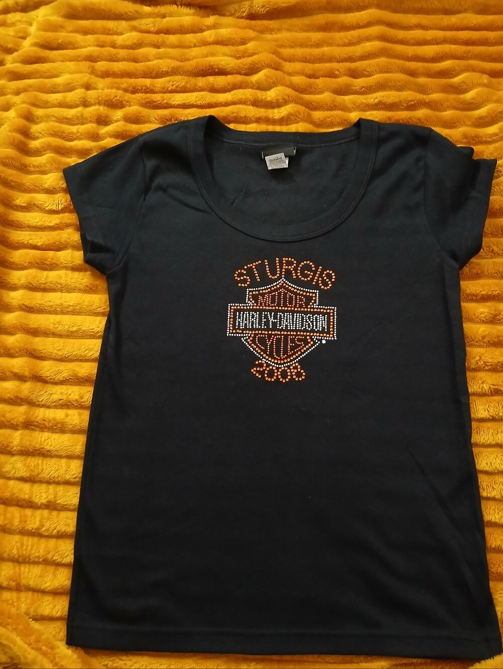 2008 Harley‑Davidson Sturgis Rhinestone Shirt Women’s Black Tee Sz Med